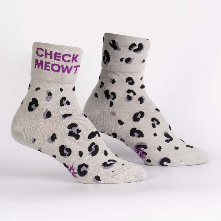 Check Meowt 2way折り返しソックス レディース 靴下 総柄 Q0002
