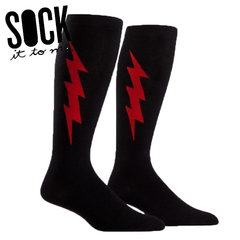 Super Hero! Red & Black ワイド ハイソックス メンズ レディース 幅広 靴下 総柄 S0020