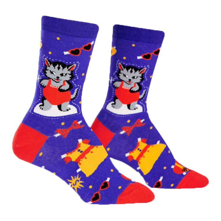 Dress Up Meow クルーソックス ソックス レディース 靴下 総柄 w0120