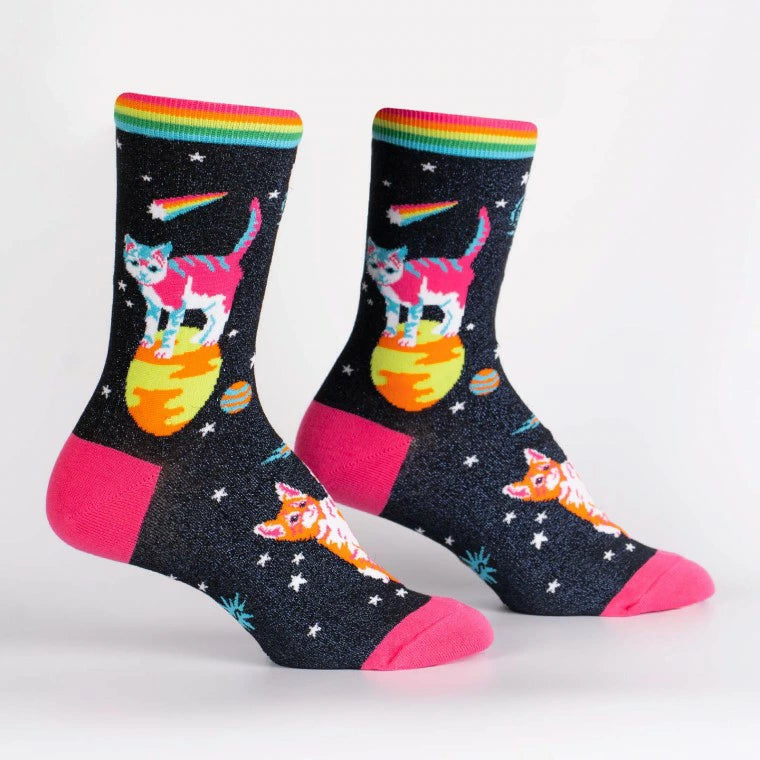 Space Cats クルーソックス ソックス レディース 靴下 総柄 w0262