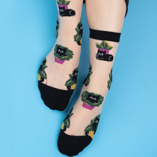 I Do What I Want シアーソックス シースルーソックス レディース 靴下 総柄 h0010