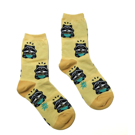 I Just Love Raccoons and Ramen, OK? ソックス レディース 靴下 総柄 w0510