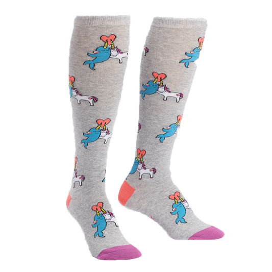 Great Horns Think Alike ハイソックス レディース 靴下 総柄 F0470