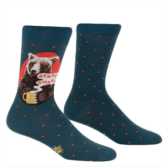 Bearly Awake ソックス メンズ 靴下 総柄 MEF0466