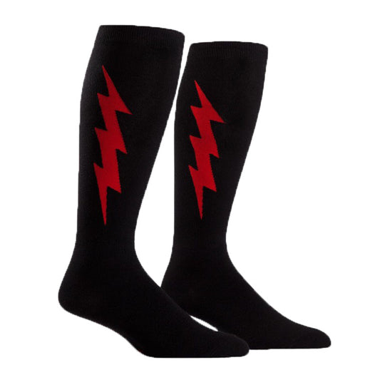 Super Hero! Red & Black ワイド ハイソックス メンズ レディース 幅広 靴下 総柄 S0020