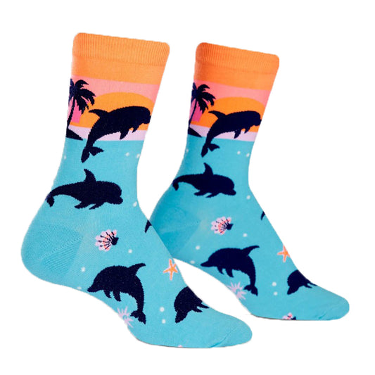 Dancing Dolphins クルーソックス ソックス レディース 靴下 総柄 W0117